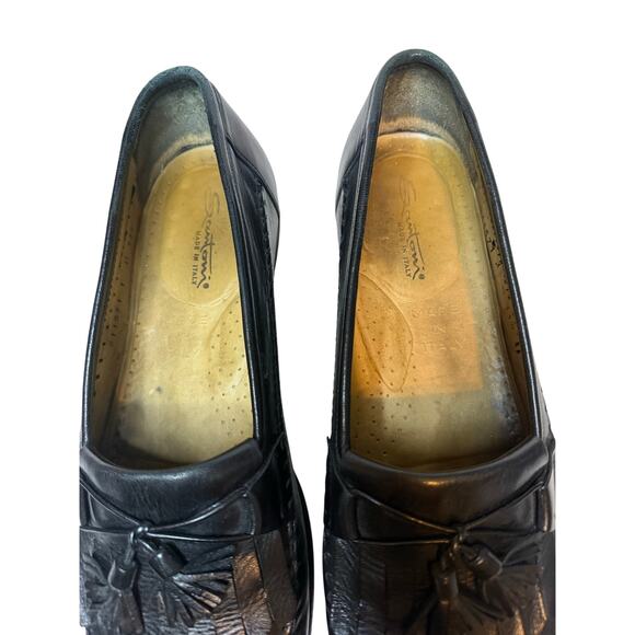 Santoni Kilt Tassel Loafers Men’s Size 11.5 D Black Leather Dress Shoes Italy main image 5